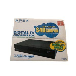 New Apex DT250A Digital TV Converter Box with Analog Pass Through w/ Remote